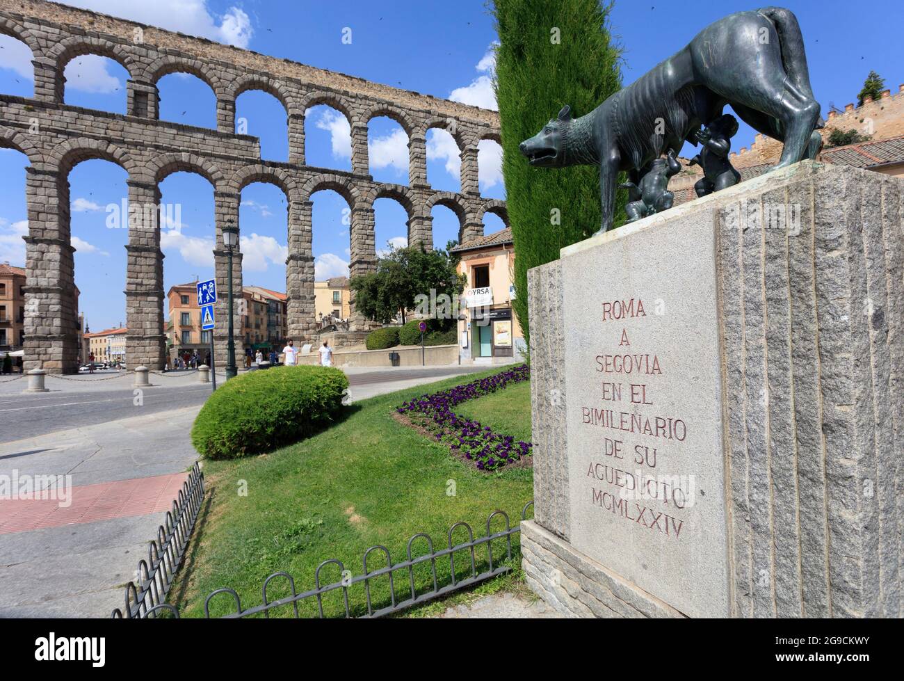 L'acquedotto di Segovia, un monumento romano dichiarato dall'UNESCO patrimonio dell'umanità. Spagna Foto Stock