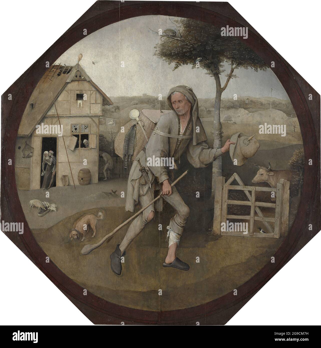 Titolo: The Peddler Creator: Hieronymus Bosch Data: c.15th Medio: Olio su pannello dimensioni: Diametro: 71cm Località: Rotterdam, Museo Boijmans Van Beuningen Foto Stock