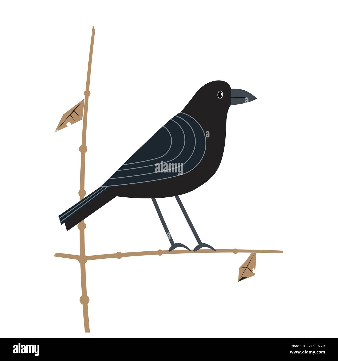 Icona vettoriale a colori piatta in corvo nero Illustrazione Vettoriale