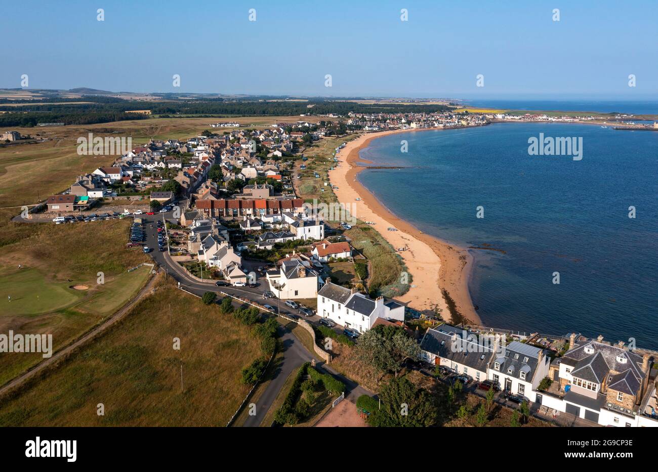 Vista aerea di Elie e Earlsferry, East Neuk, Fife, Scozia. Foto Stock