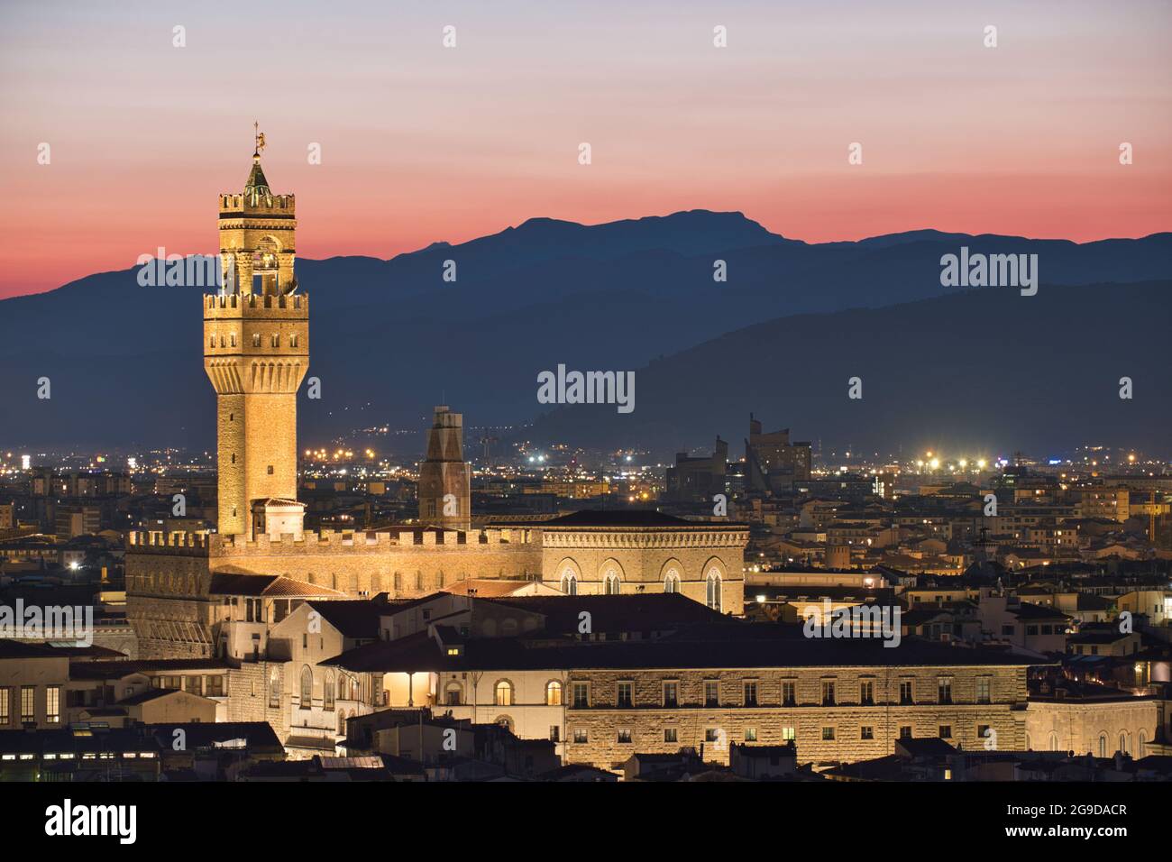 Foto del panorama di Firenze al tramonto Foto Stock