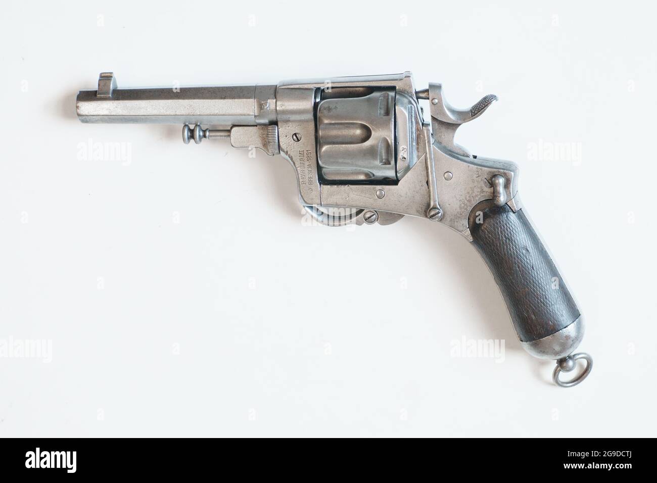 Bodeo 1889 Revolver, tipo A, configurazione pre WWI con sicurezza de Lauso. Pista a rotazione, sistema Bodeo, modello 1889; sicura De Lauso. Foto Stock