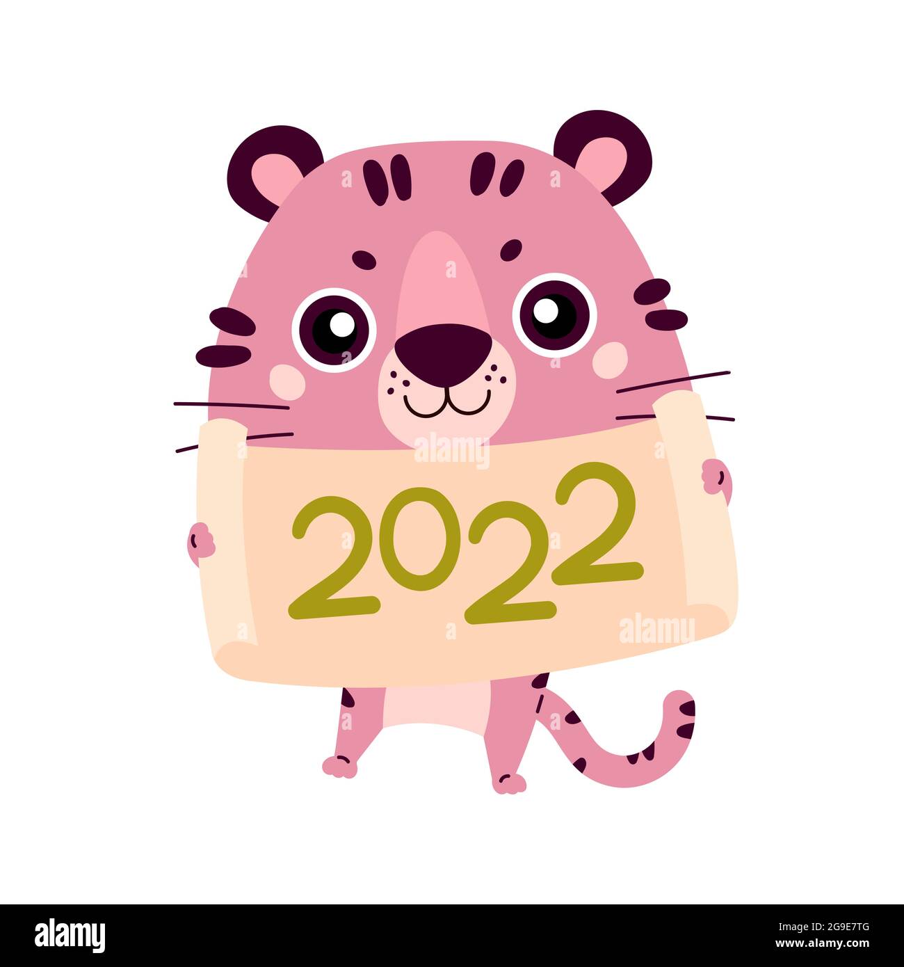 Carino tigre rosa. Felice anno nuovo cinese Illustrazione Vettoriale