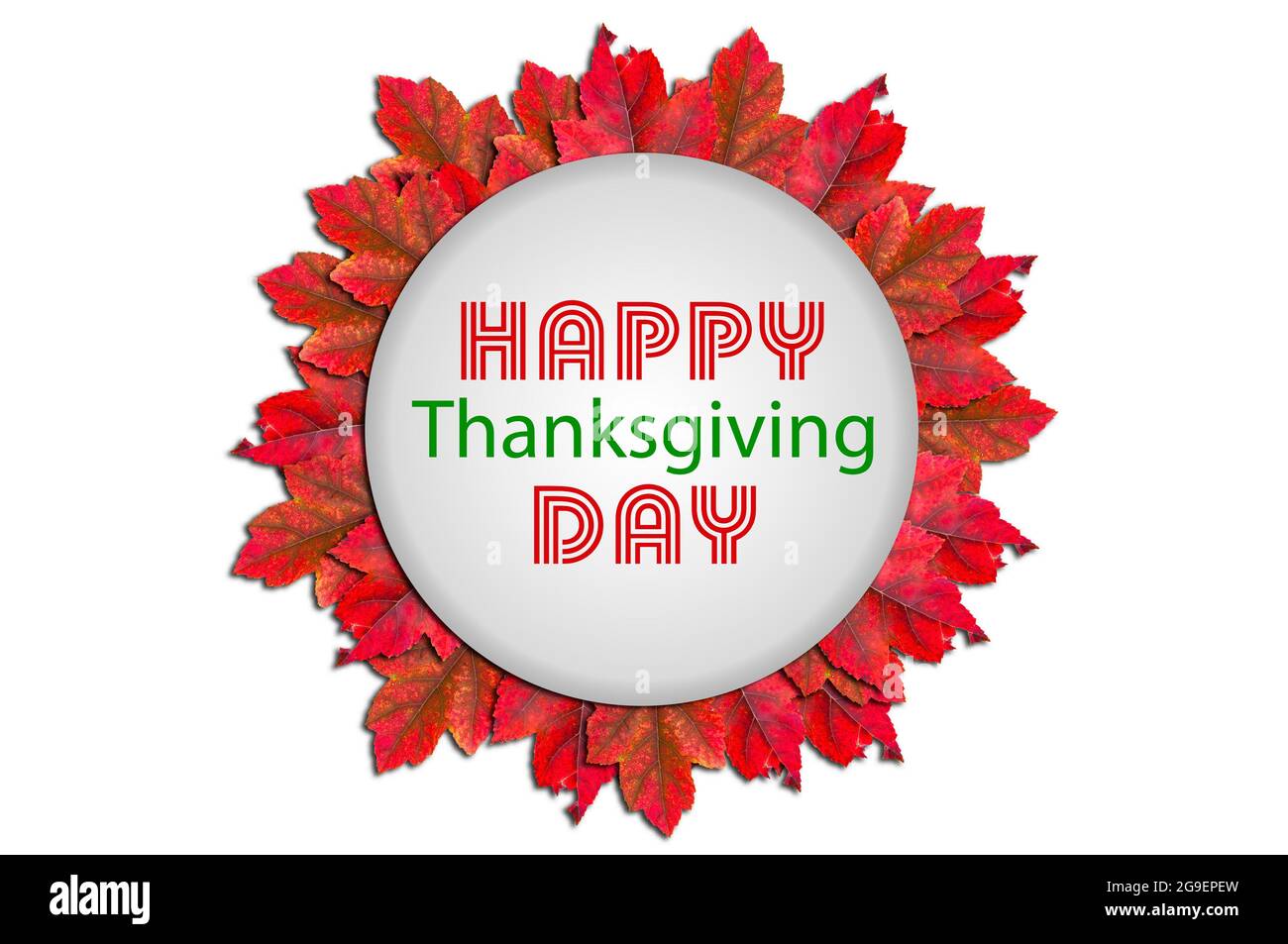 Happy Thanksgiving day scritto sulla forma su sfondo bianco Foto Stock