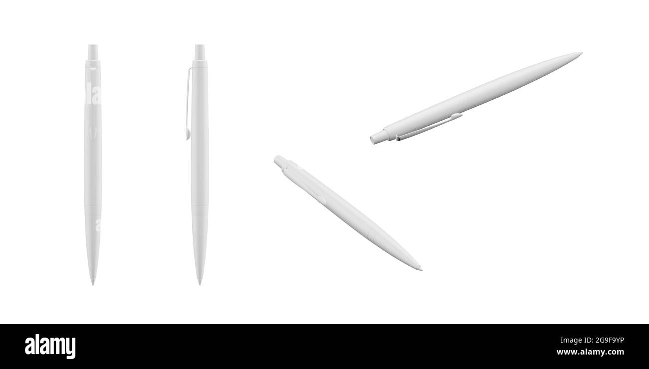 Mockup penna a sfera isolato su sfondo bianco - rendering 3d Foto Stock