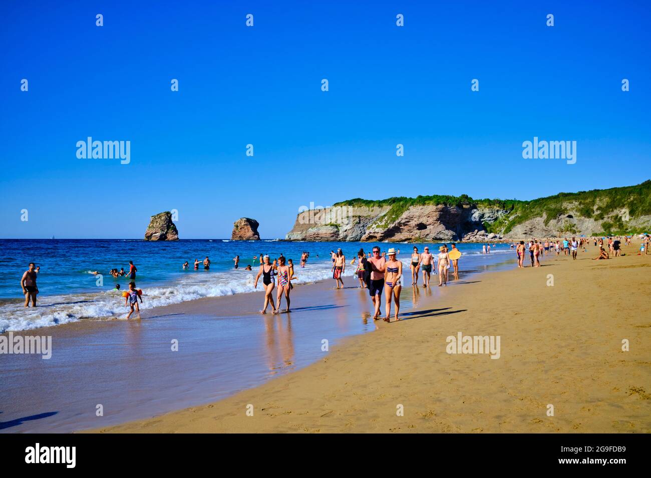 Francia, Pirenei Atlantici (64), Paesi Baschi, Hendaye, la spiaggia di Deux-Jumeaux Foto Stock