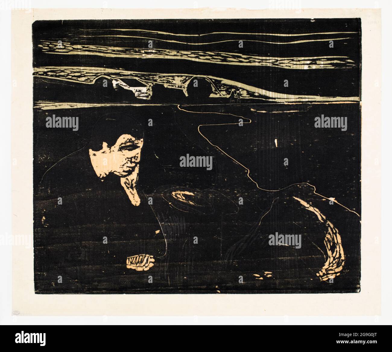 Edvard Munch, sera: Melancholy i, stampa in legno, 1896-1901 Foto Stock