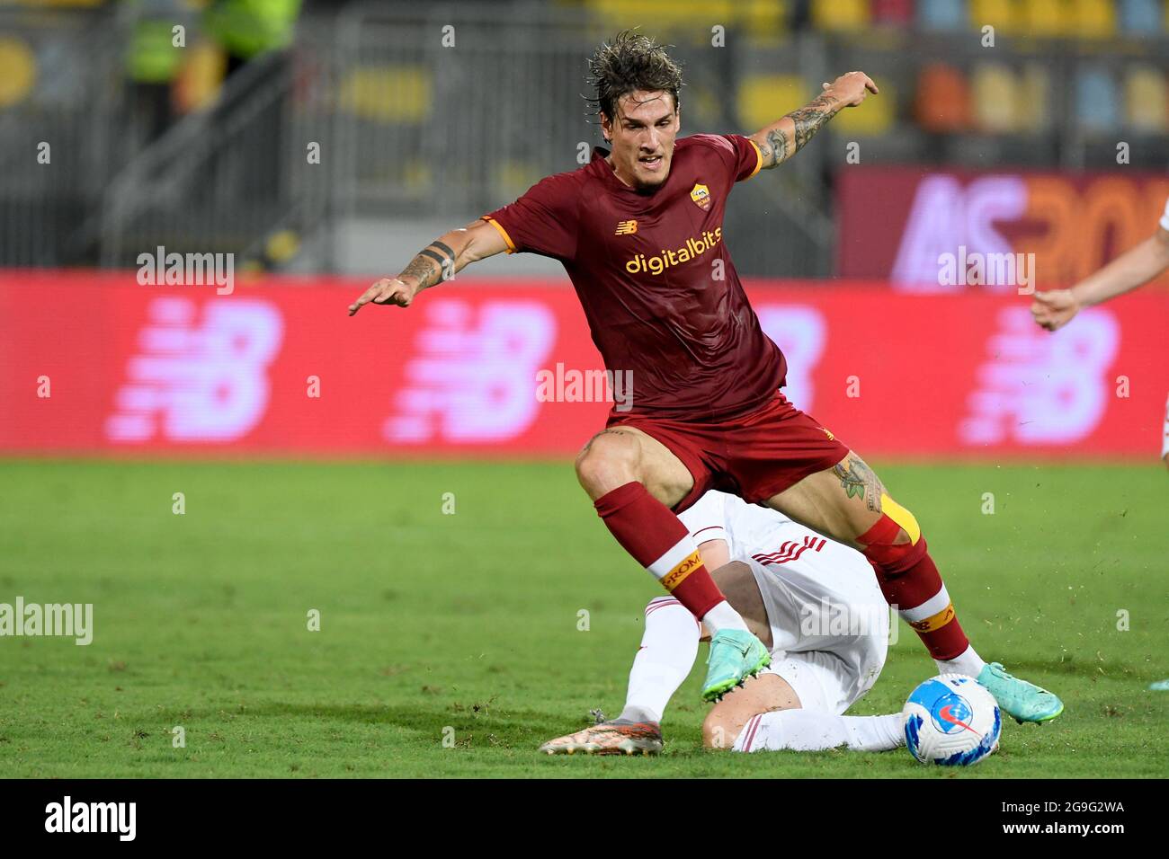 Frosinone, Italia, 25 luglio 2021 Nicolo Zaniolo di AS Roma al Roma vs Debreceni match friendly Credit:Roberto Ramaccia/Alamy Live News Foto Stock
