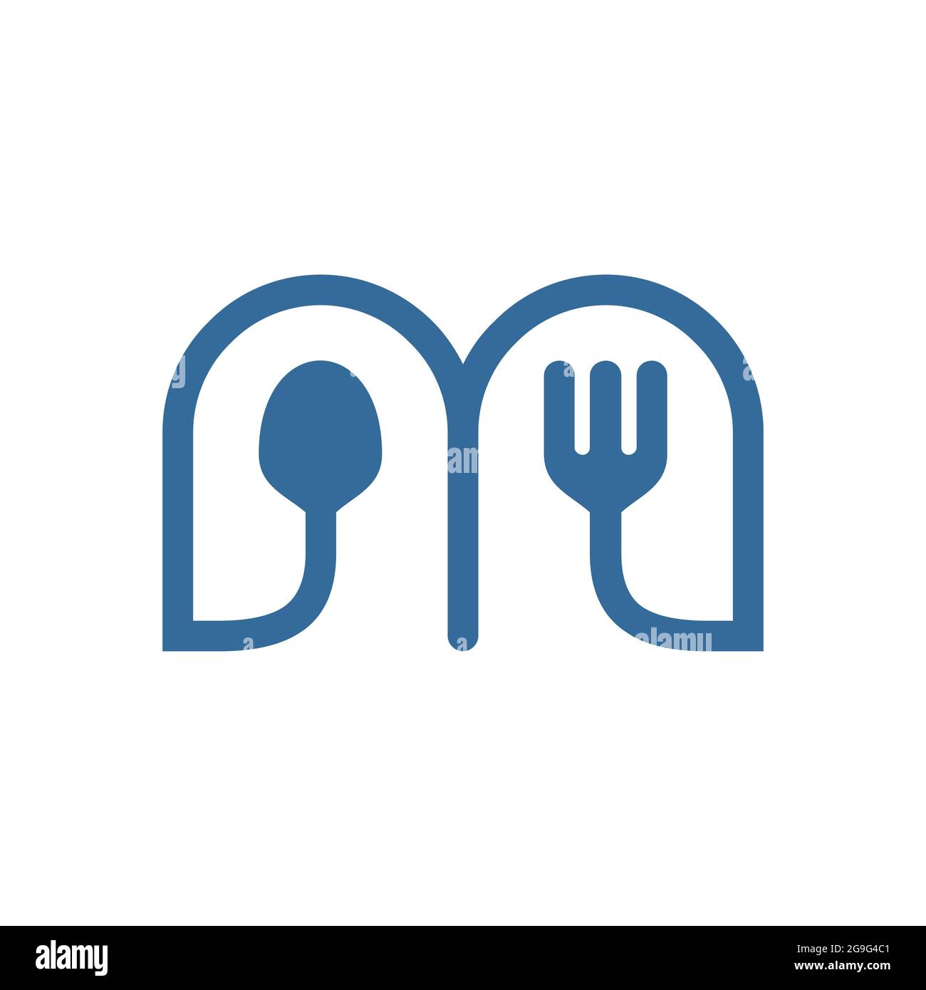 Letter M logo ristorante icona concetto piatto disegno vettoriale Illustrazione Vettoriale