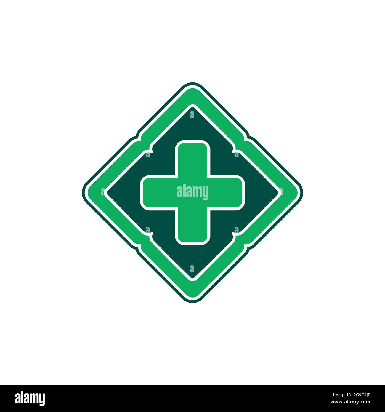 elegante logo medico verde icona concetto piatto vettoriale Illustrazione Vettoriale