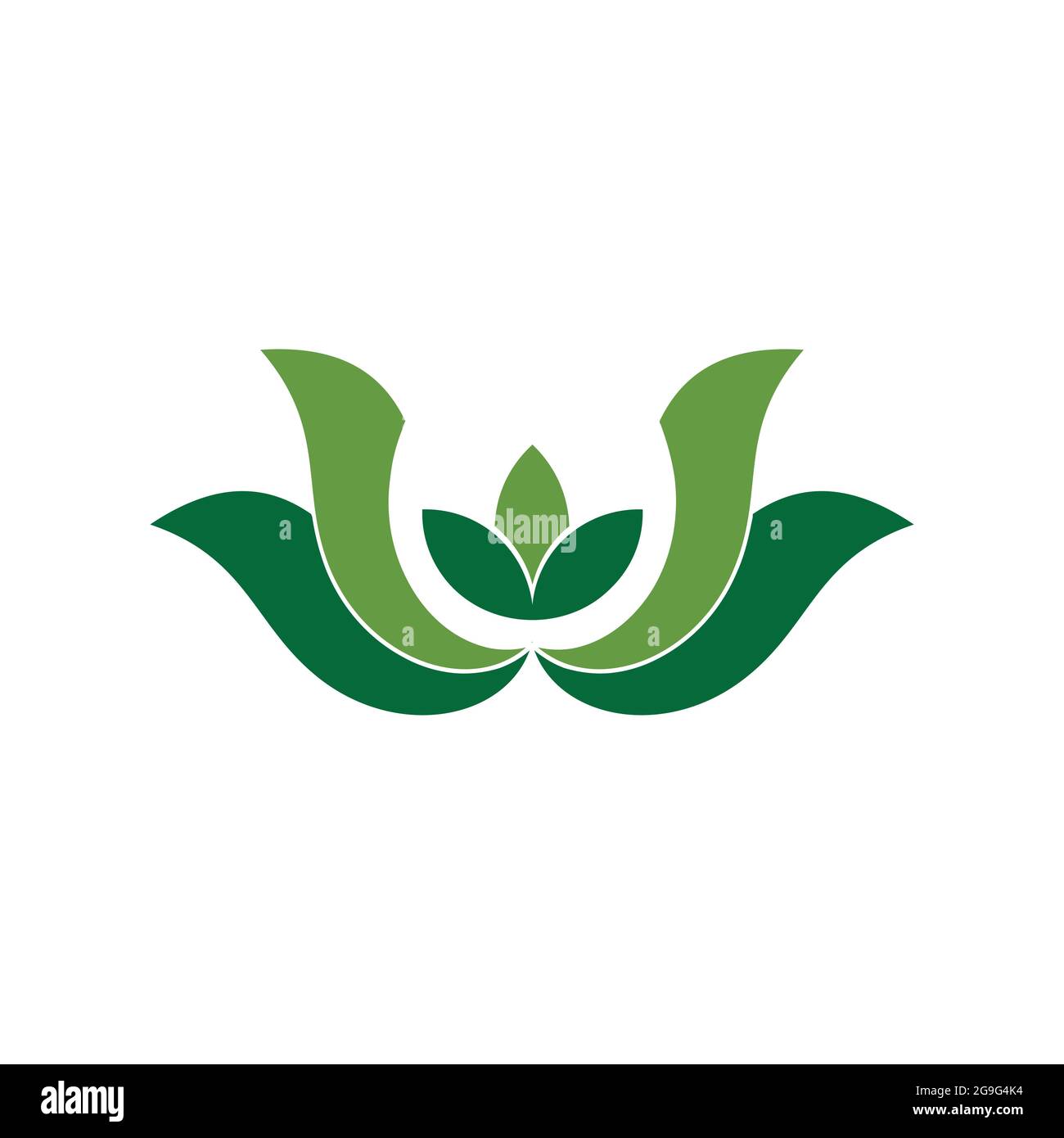 Lettera U fiore logo icona fiore loto concetto piatto disegno vettoriale Illustrazione Vettoriale