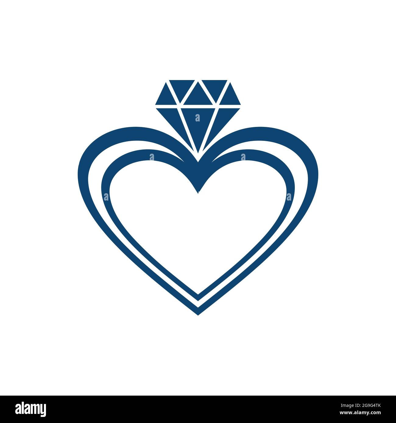 design vettoriale di concetto piatto con icona love diamantata ad anello Illustrazione Vettoriale