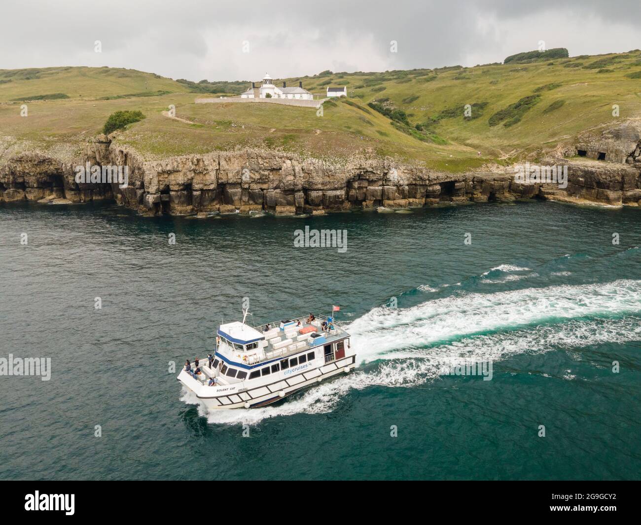 City Cruises da Poole- un tour in barca lungo la Jurassic Coast a Dorset, nel sud-ovest dell'Inghilterra Foto Stock