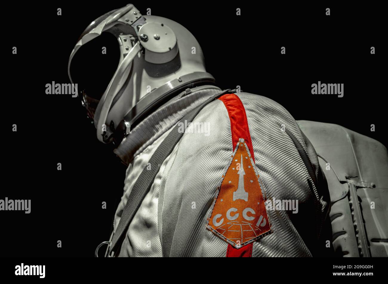 Tuta spaziale vintage di un astronauta sovietico. Foto Stock