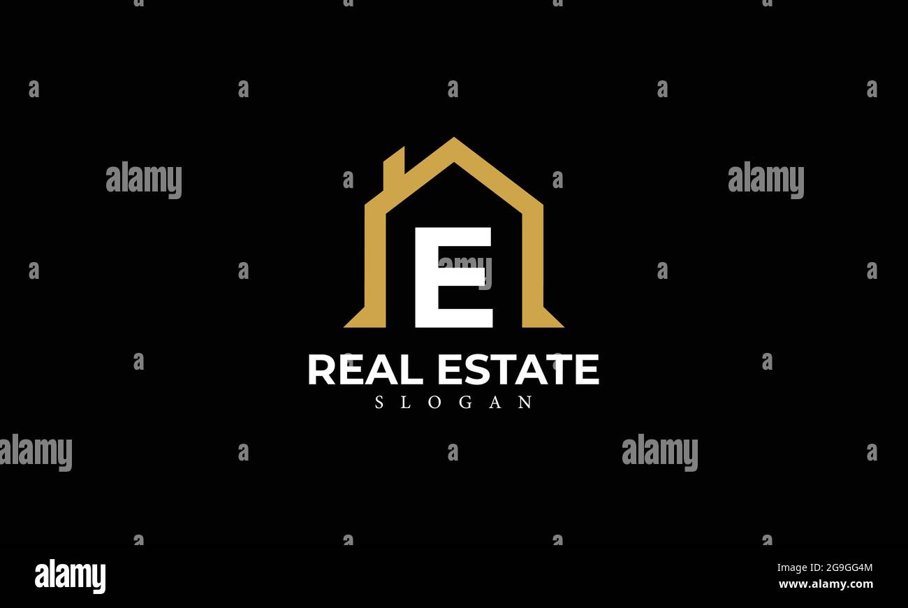 Alphabet e Real Estate Monogram Vector Logo Design, Letter e House Icon Template Illustrazione Vettoriale