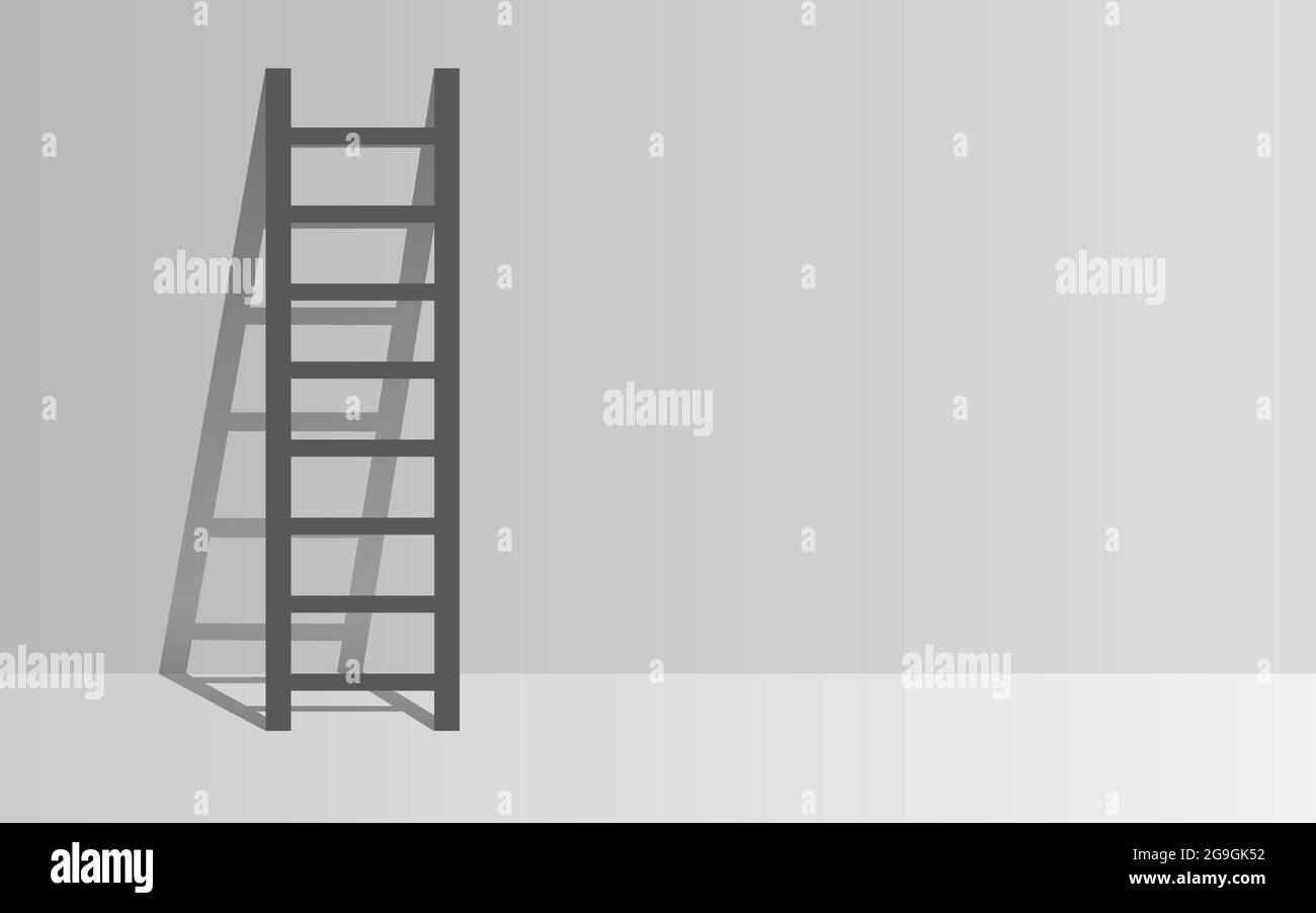 scala nera con luce nella parete bianca Illustrazione Vettoriale