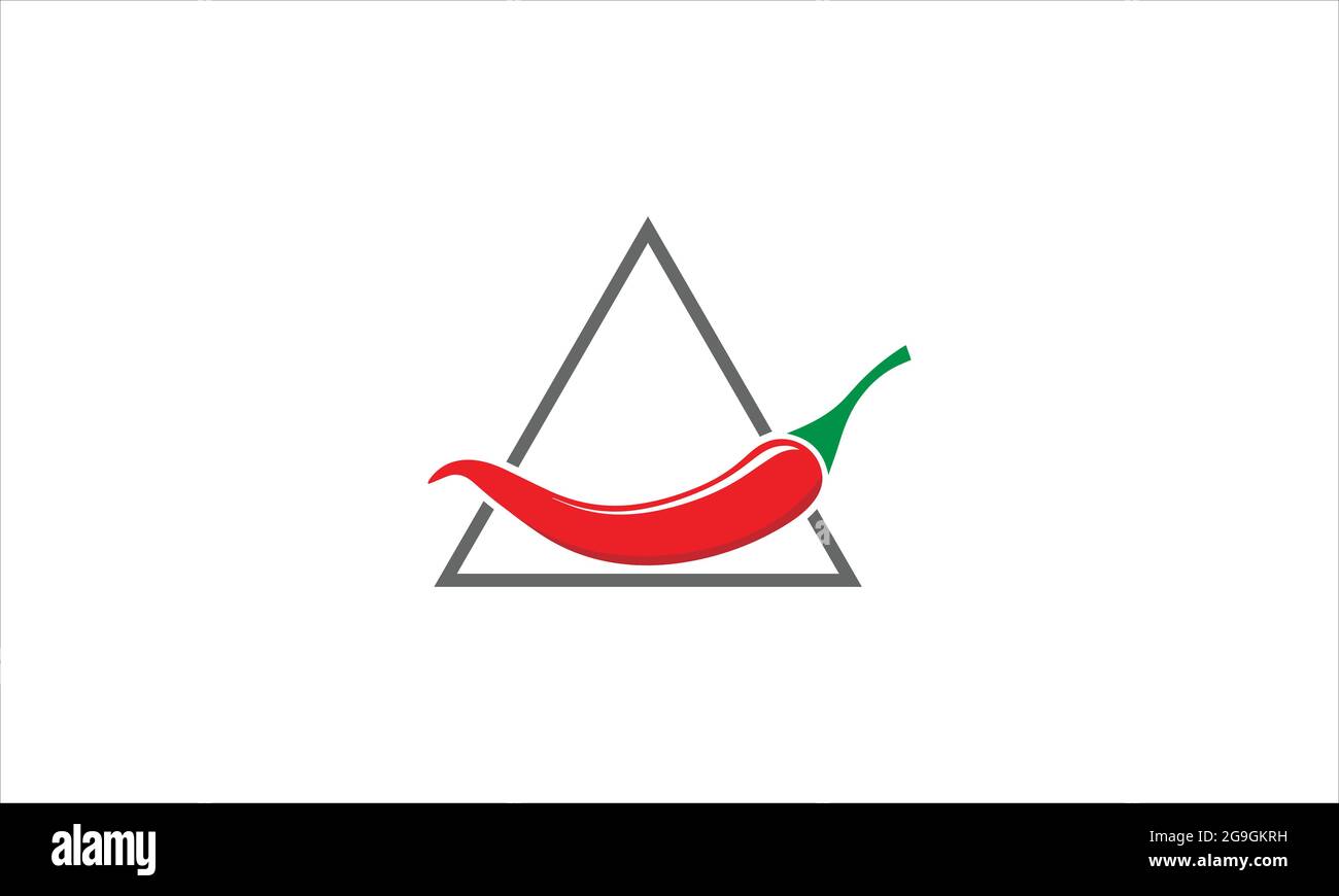 Simbolo di peperoncino rosso con disegno vettoriale a forma di triangolo Illustrazione Vettoriale