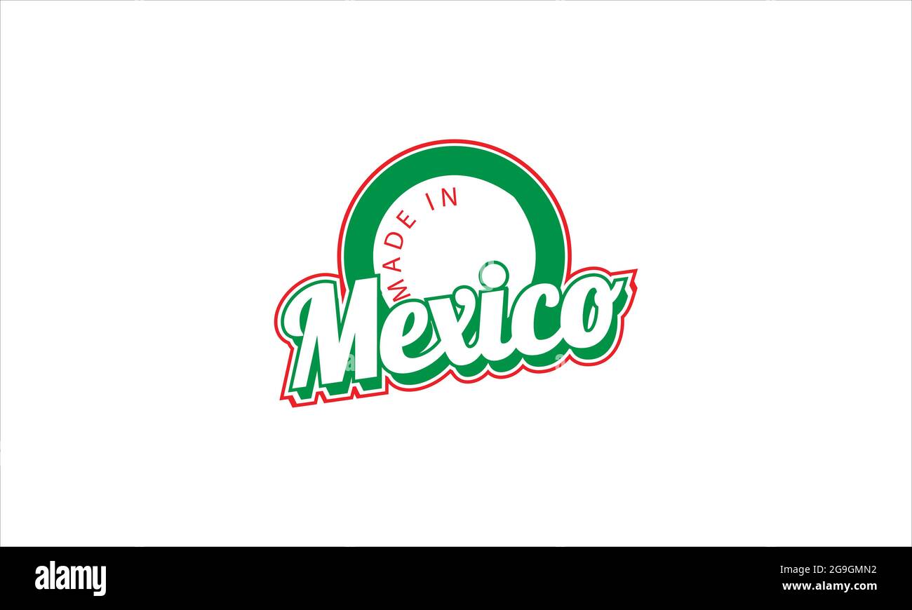 Scritta made in Mexico logo tipografico con logo icona badge disegno vettoriale illustrazione Illustrazione Vettoriale