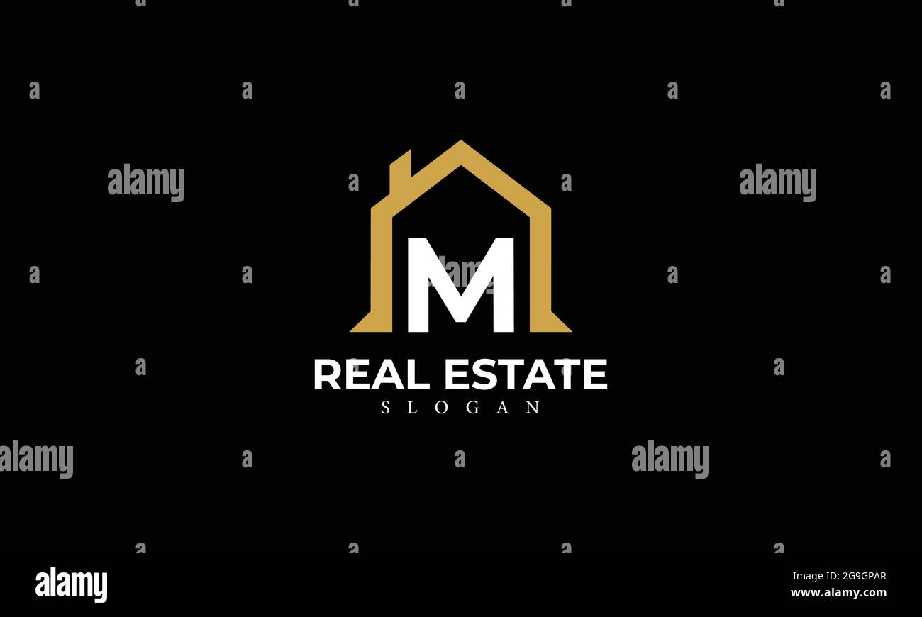 Alphabet M Real Estate Monogram Vector Logo Design, lettera M Casa icona modello Illustrazione Vettoriale