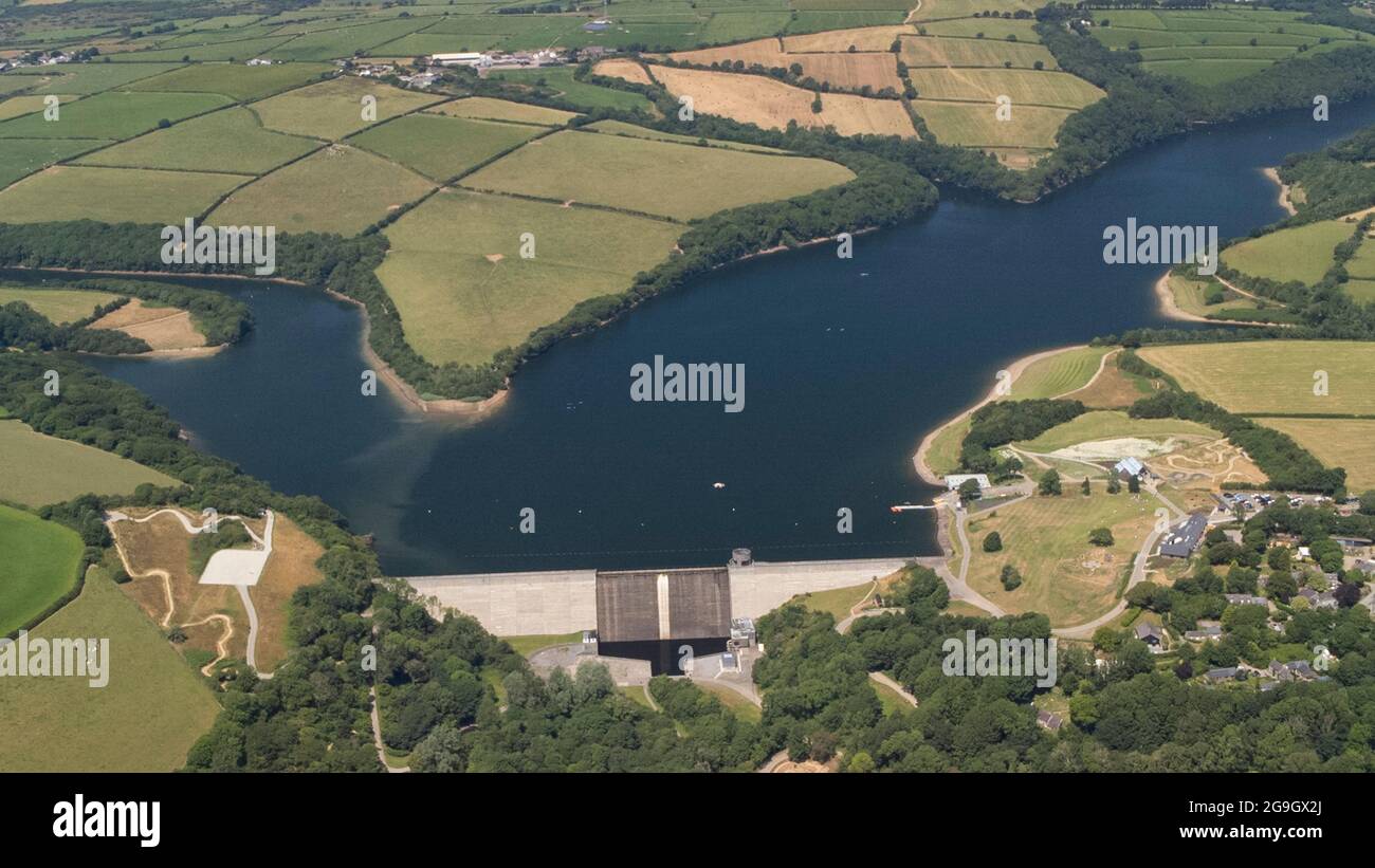 Veduta aerea del lago artificiale di Llys-y-Fran, Pembrokeshire, Galles Foto Stock