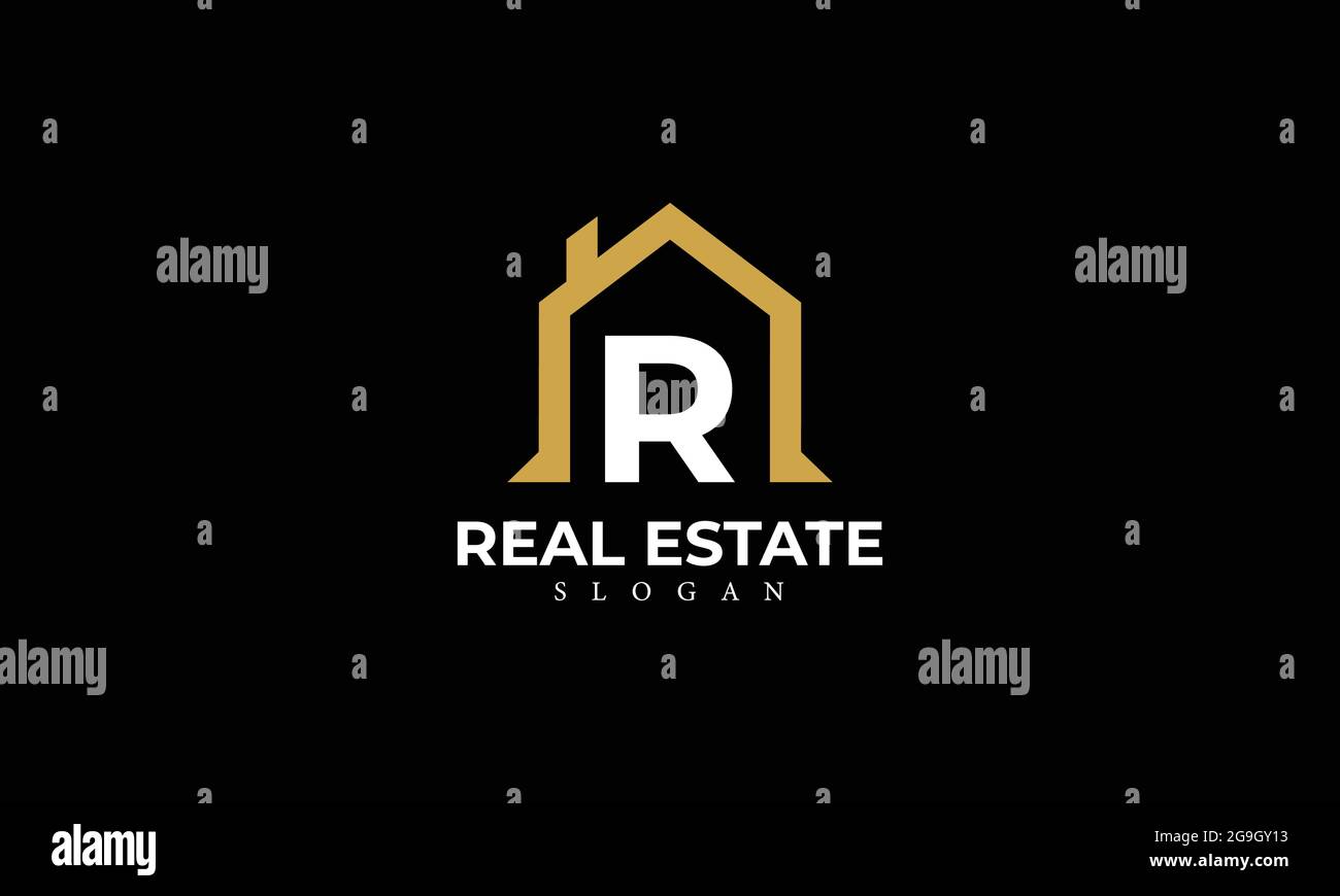 Alphabet R Real Estate Monogram Vector Logo Design, lettera R Casa icona modello Illustrazione Vettoriale
