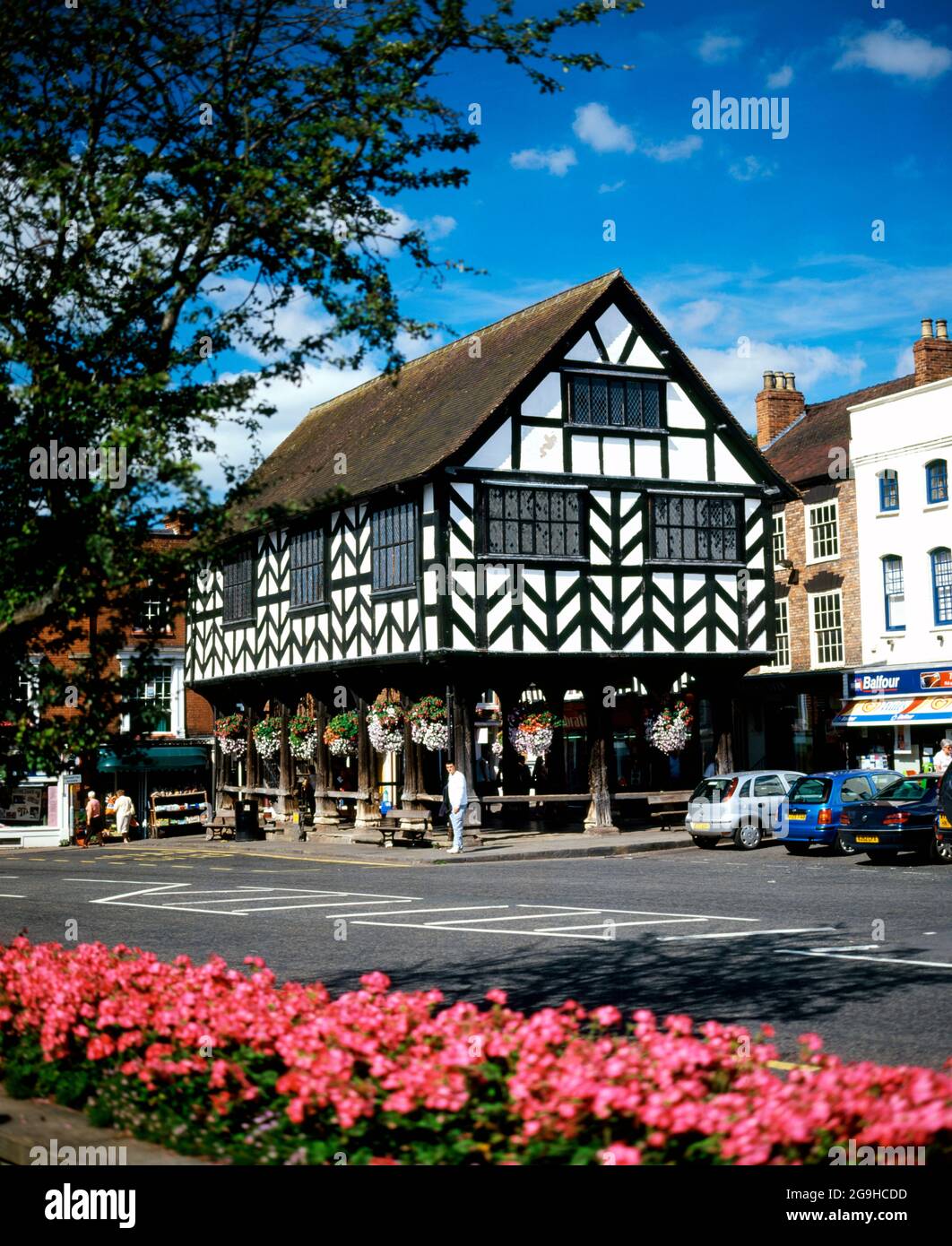 Mercato a graticcio, costruito nel 1653, Ledbury, Herefordshire, Inghilterra. Foto Stock