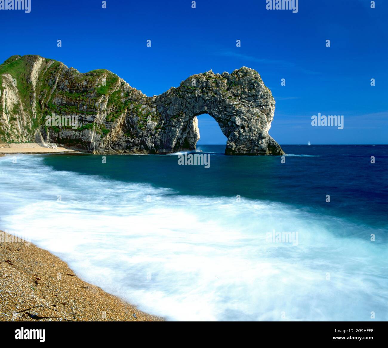 Durdle Door, Lulworth, Isola di Purbeck, Dorset. Foto Stock