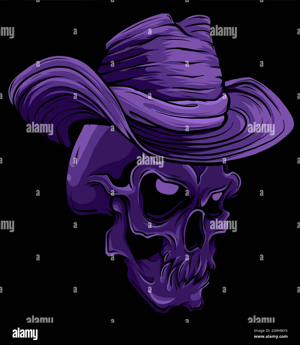 I Gangster skull tattoo. Testa di morte con sigaro e vettore di hat Illustrazione Vettoriale