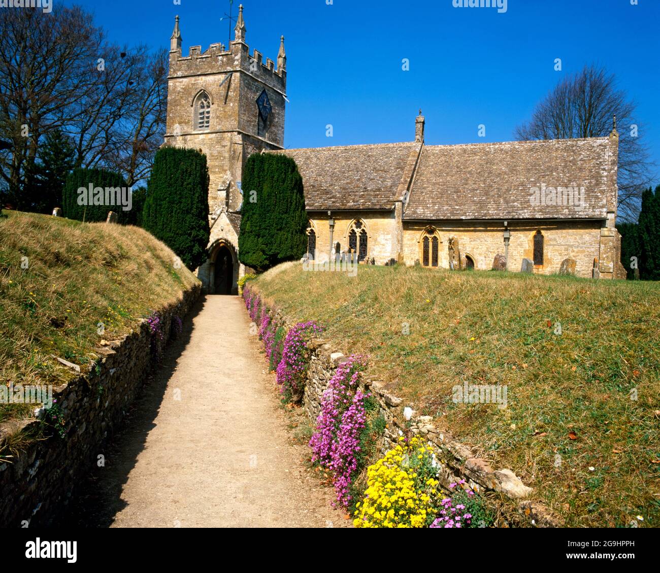 St Peter's Church, Upper Slaughter, Cotswolds, Gloucestershire. Foto Stock