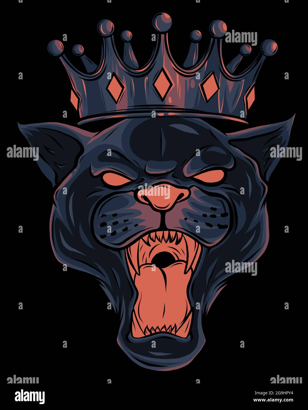 Testa Panther nella corona. Disegno di illustrazione vettoriale Illustrazione Vettoriale