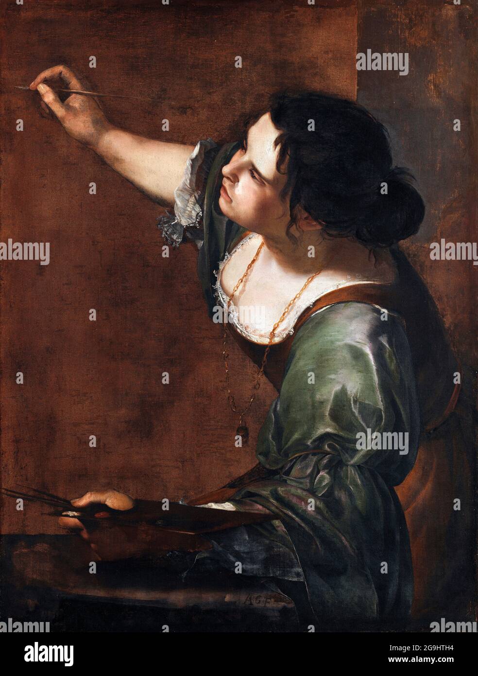 Autoritratto come l'allegoria della pittura (la Pittura) di Artemisia Gentileschi (1593-1656), olio su tela, c.1638-39 Foto Stock