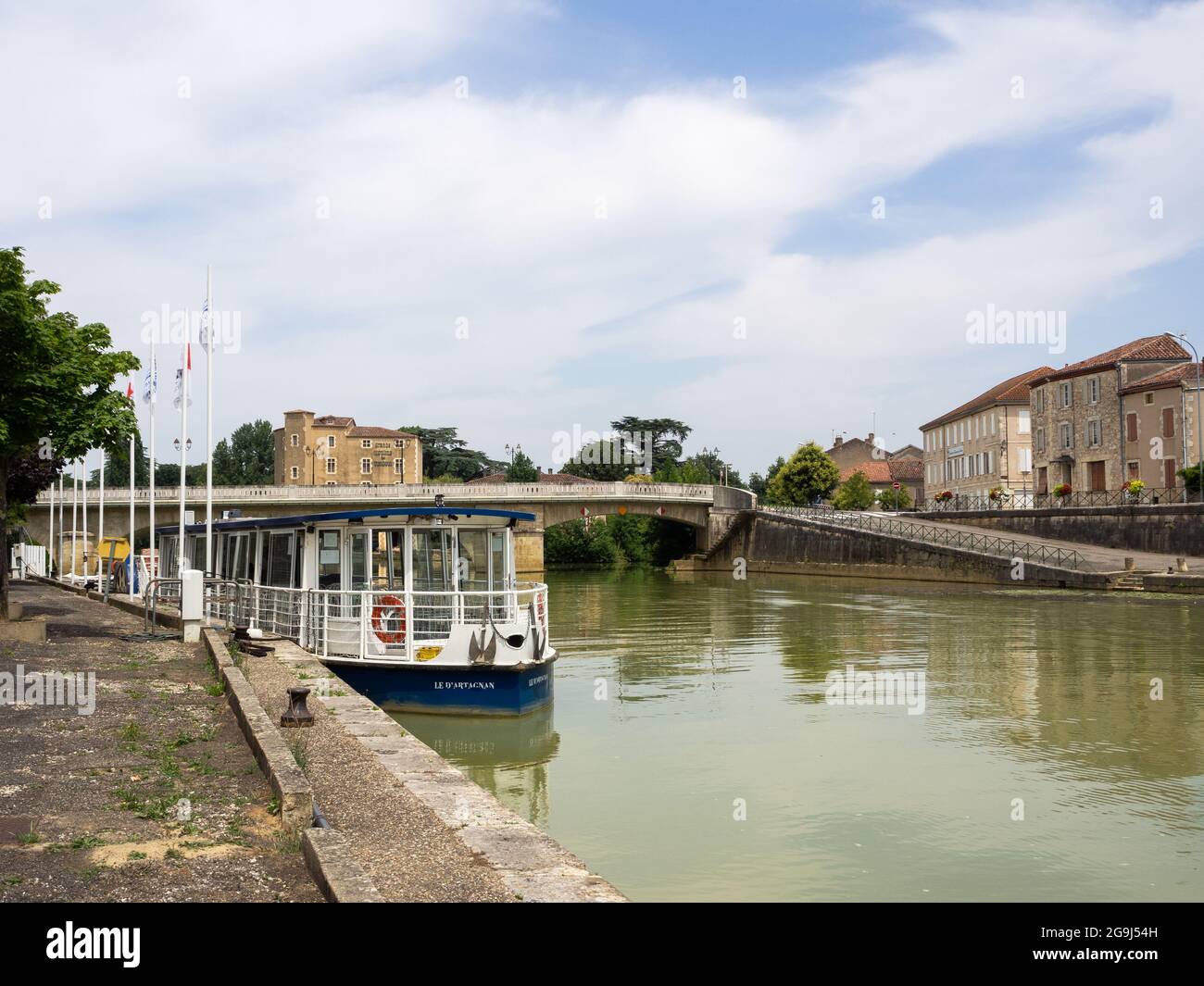 Barca turistica rio baise a Condom, Gers, Francia Foto Stock
