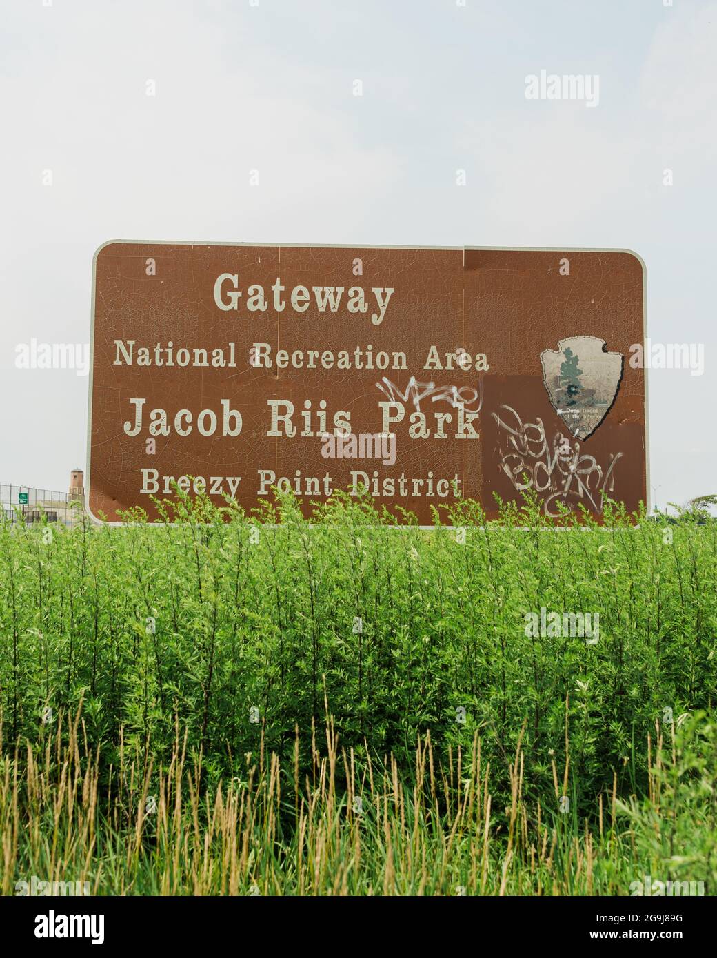 Cartello al Jacob Riis Park, a Rockaways, Queens, New York City Foto Stock