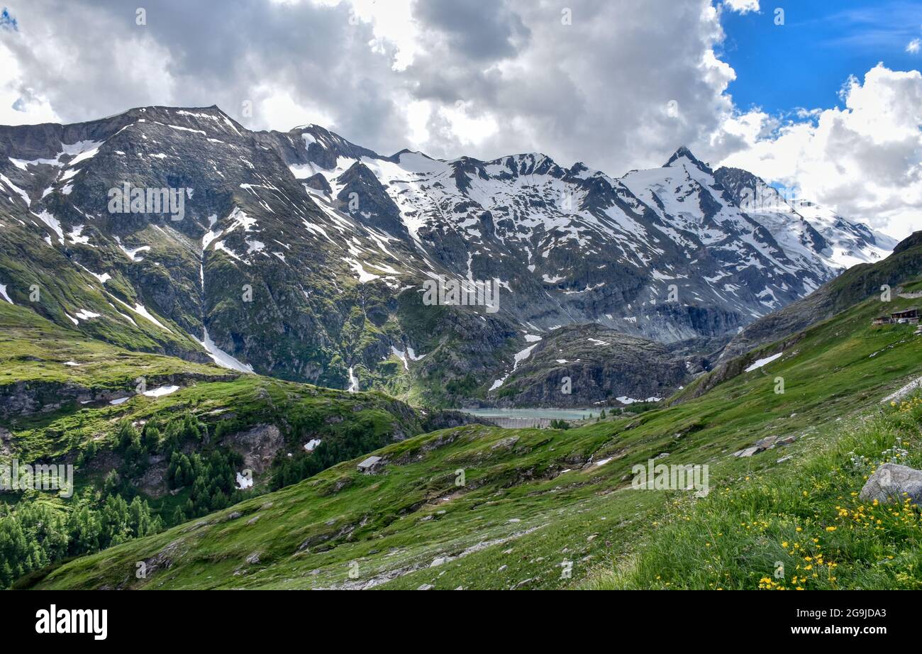Margaritze, Talwanne, Margaritzenstausee, See, Stausee, Mauer, Staumauer, Pasterze, Wasser, Pasterzengletscher, Gletscherwasser, Oberstufe, Kraftwerk, Foto Stock
