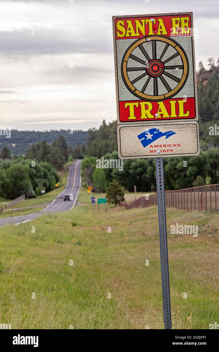 Buena Vista, New Mexico - un indicatore per lo storico Santa Fe Trail lungo la New Mexico Highway 161. Foto Stock