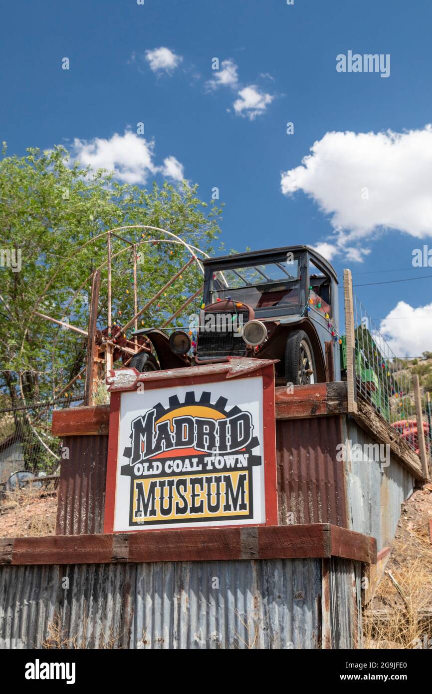 Madrid, New Mexico - il Museo della Città Vecchia del carbone in una piccola città piena di negozi d'arte e altre attrazioni turistiche sul sentiero Turquoise National Scen Foto Stock