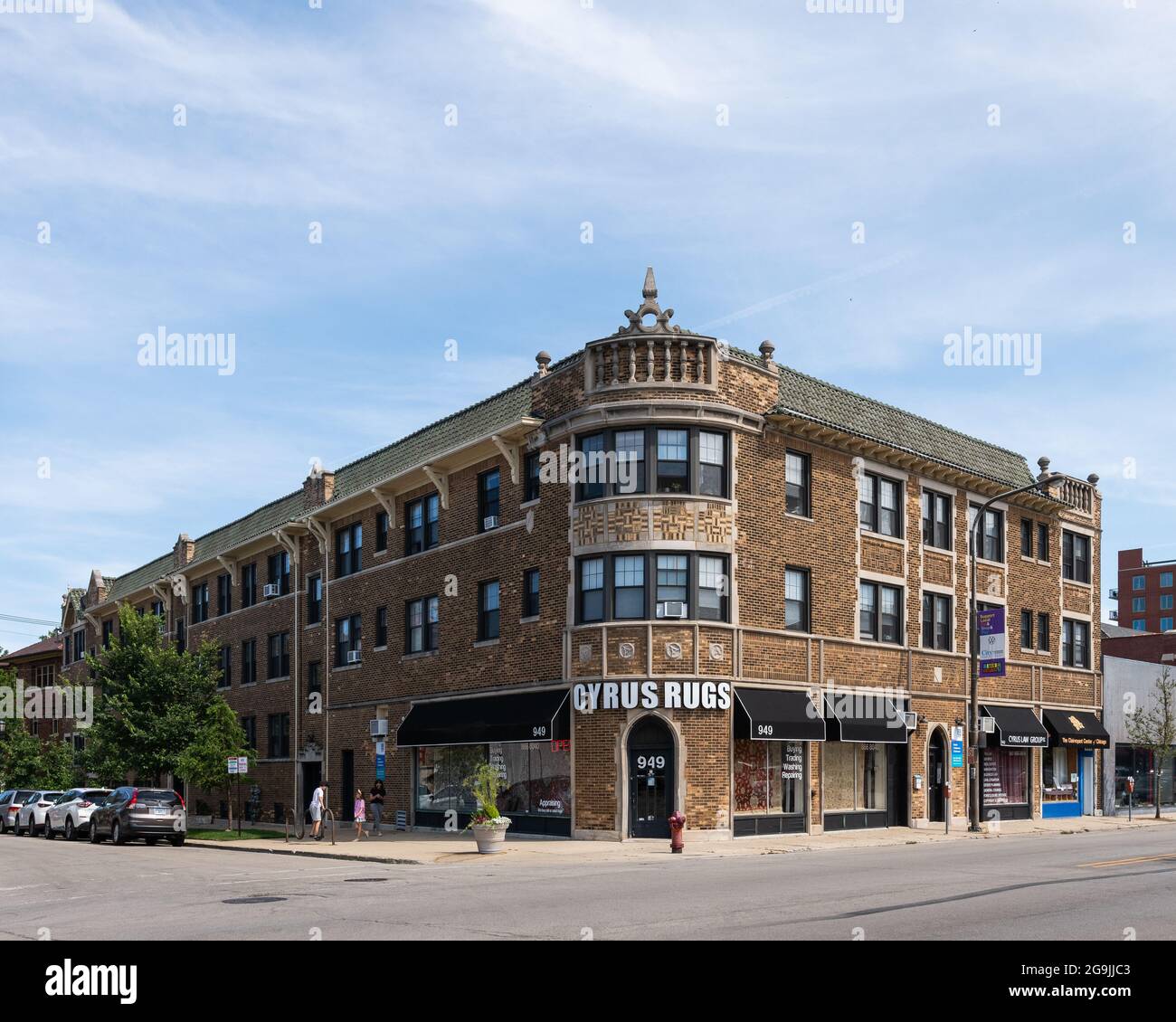 Edificio commerciale nel centro di Evanston Foto Stock