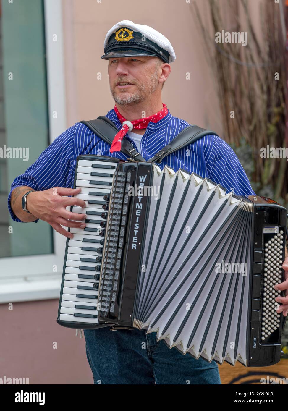 Il musicista di strada Seemann Loschi Foto Stock