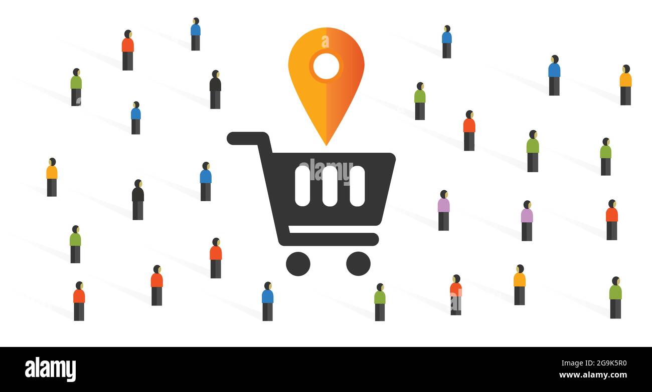 acquista il carrello della spesa locale con l'icona del simbolo del simbolo del simbolo del simbolo del punto vendita del punto vendita locale Illustrazione Vettoriale