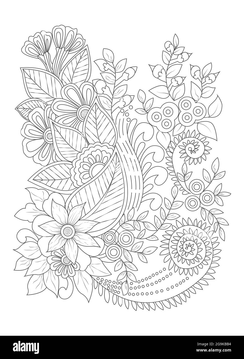 Pagina colorazione fiori pagina vettoriale per colorazione. Branch Pro Vector Illustrazione Vettoriale