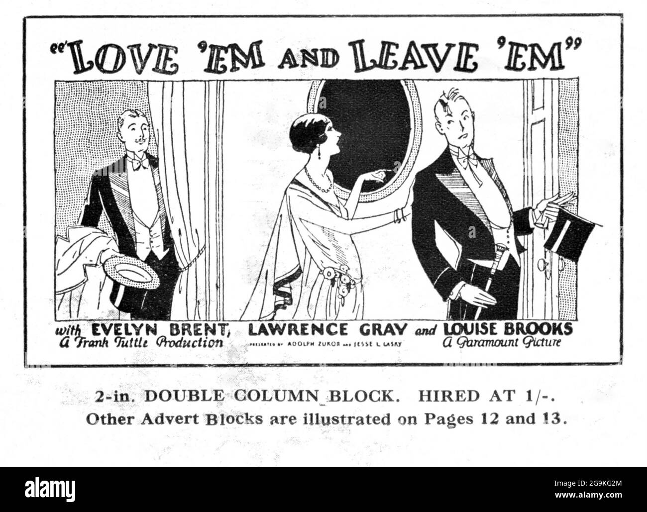 LOUISE BROOKS EVELYN BRENT e LAWRENCE GRIGIO IN AMORE 'EM E LASCIARE 'EM 1926 regista FRANK TUTTLE giocare George Abbot e John V. A. Weaver famosi giocatori - Lasky Corporation / Paramount Pictures Foto Stock