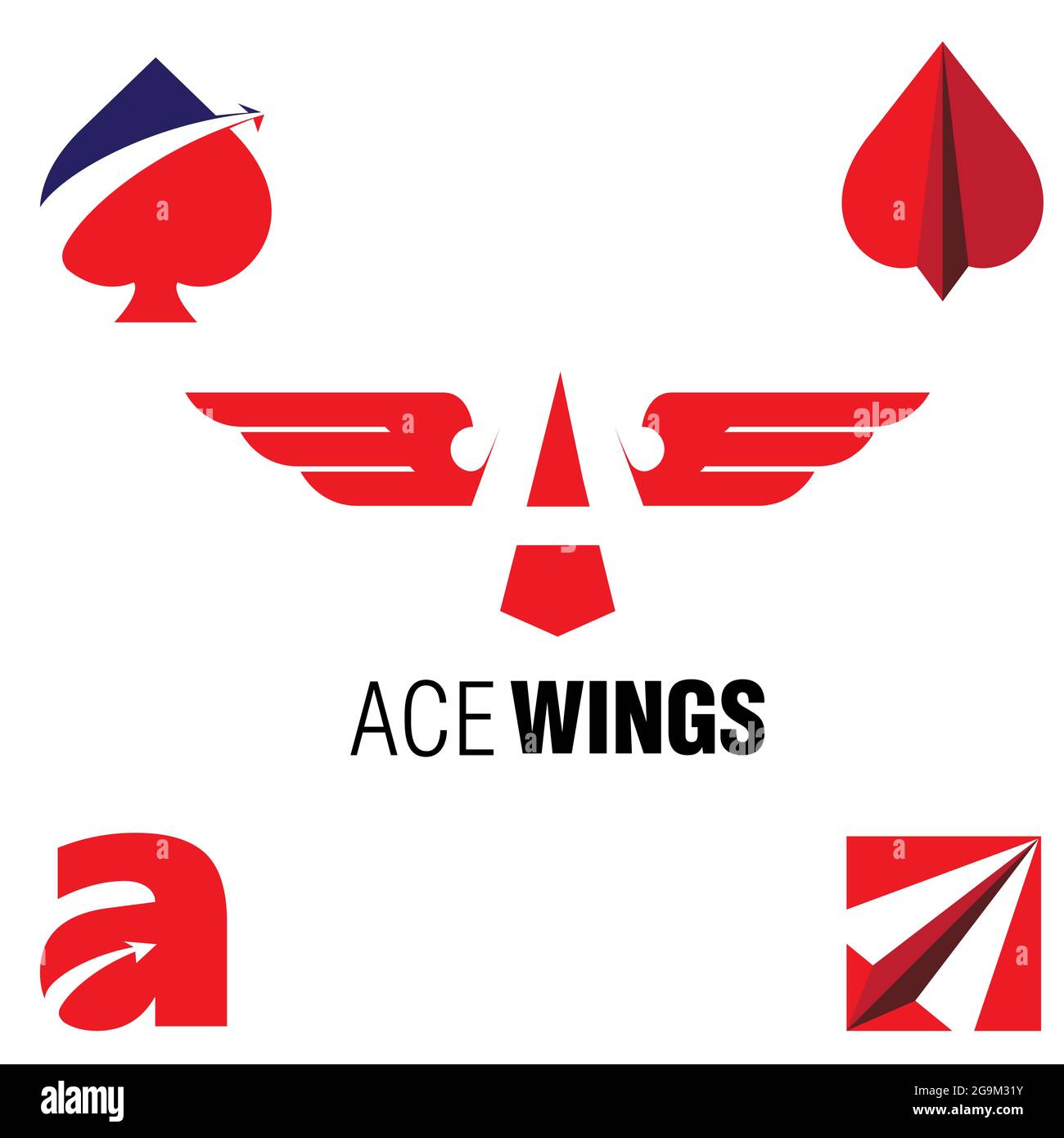 Vettore simbolo ACE Wings impostato per aviazione, squadra o qualsiasi altro scopo Illustrazione Vettoriale