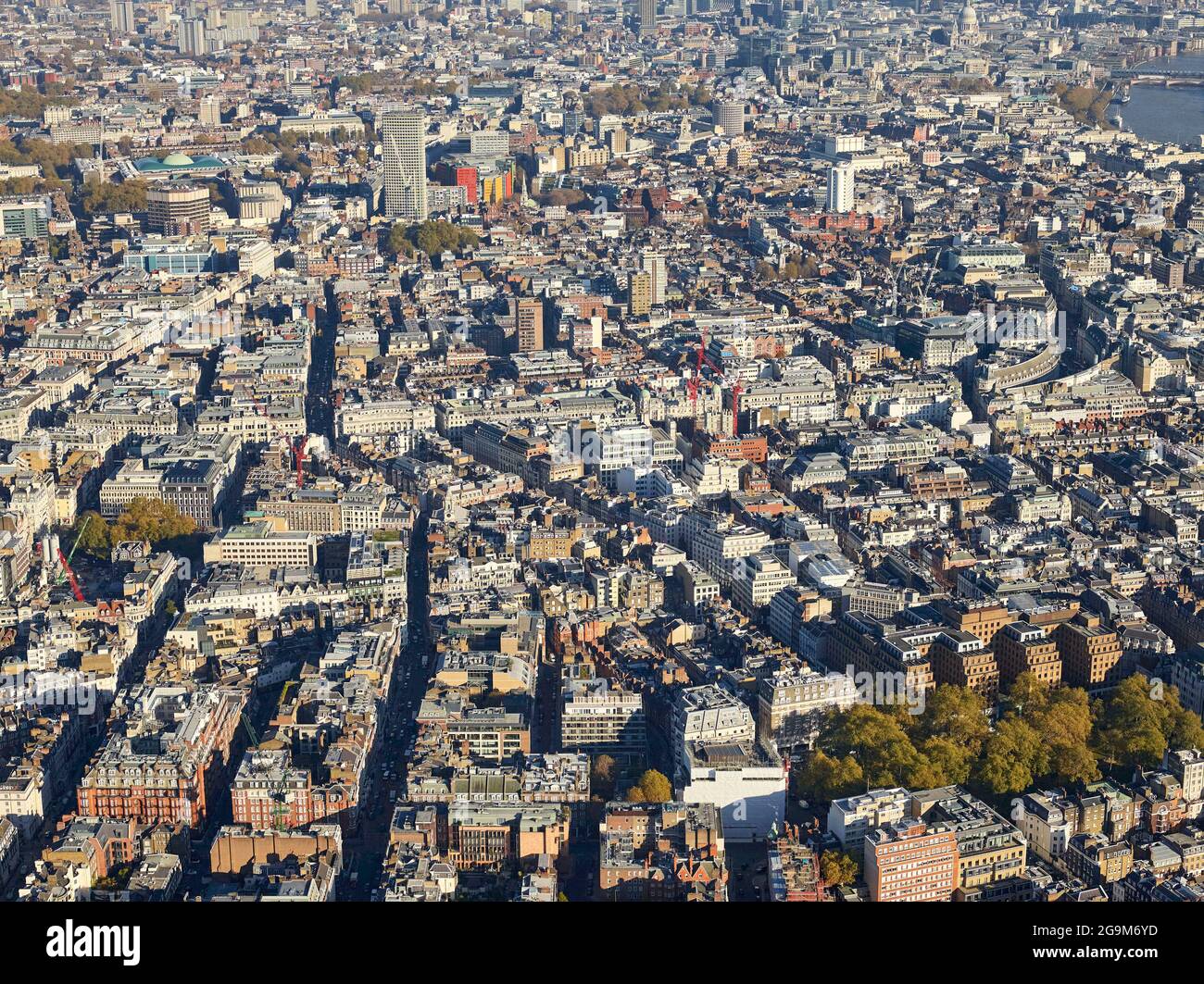 Una fotografia aerea del centro di Londra dall'ovest, Regno Unito Foto Stock