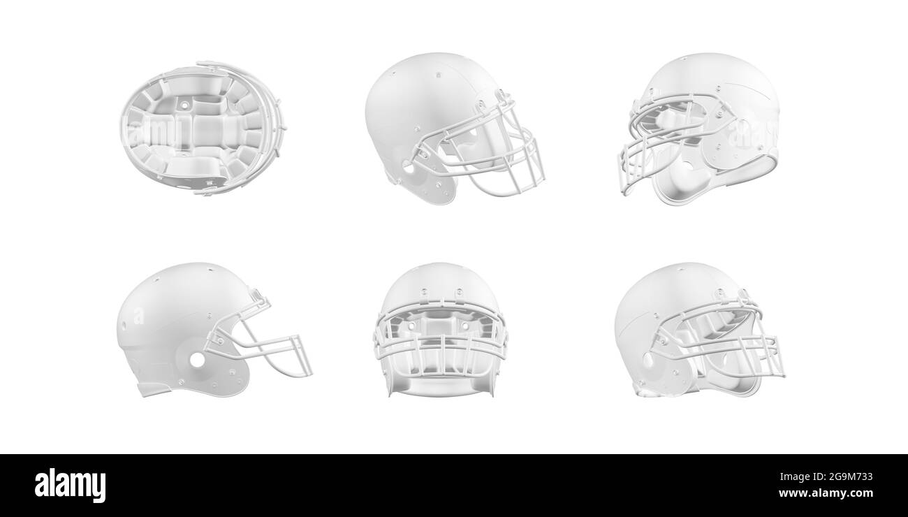 Mockup casco da calcio isolato su sfondo bianco - rendering 3d Foto Stock Mockup casco da calcio isolato su sfondo bianco - rendering 3d Foto Stock