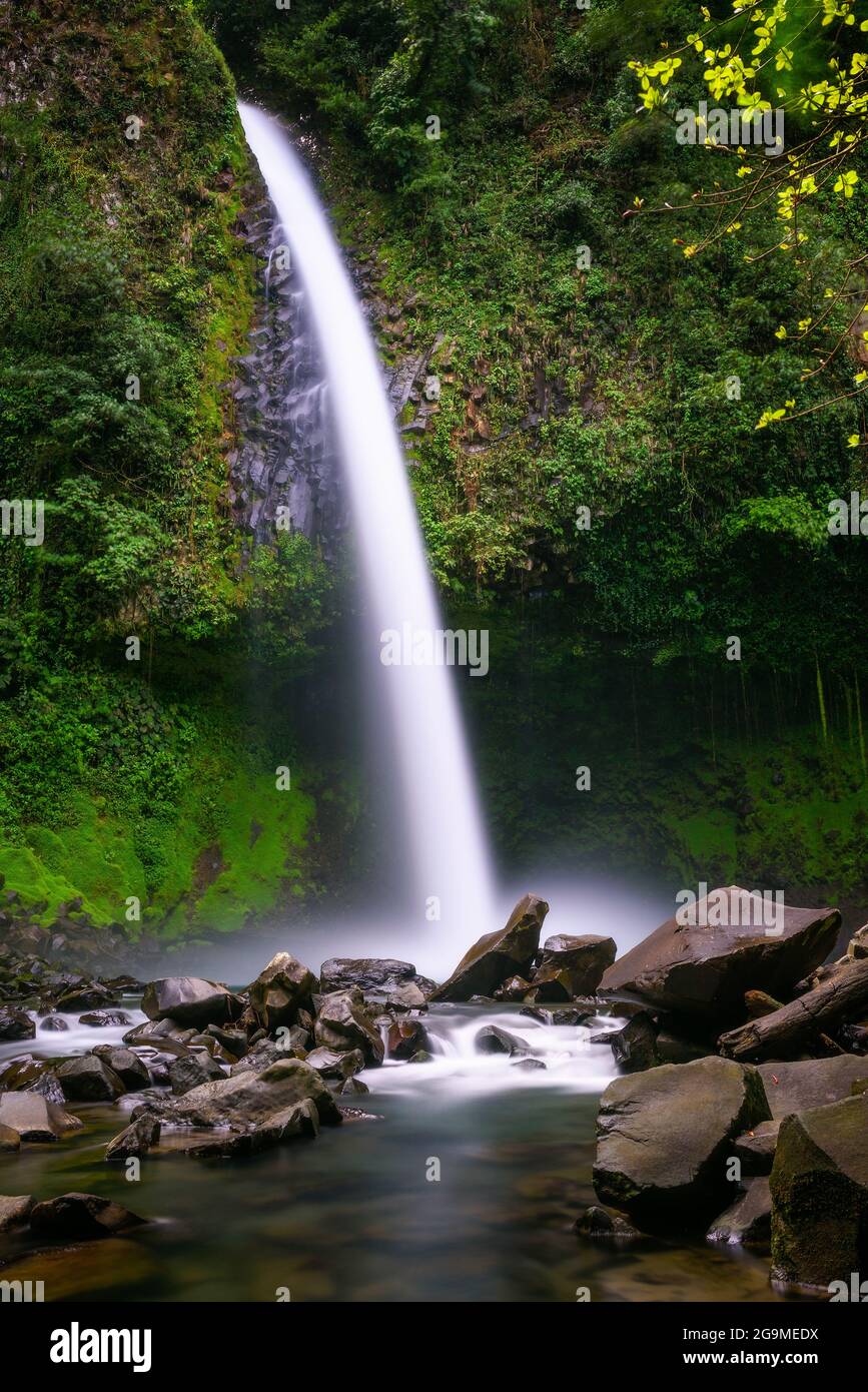 Cascata la Fortuna in Costa Rica sul fiume Arenal Foto Stock