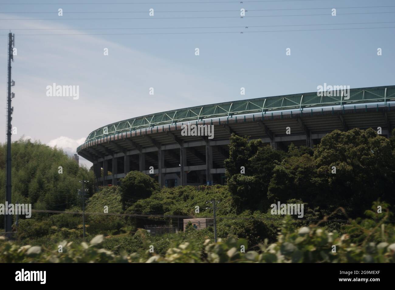 La vista del circuito di Suzuka dalla Route 23 Foto Stock