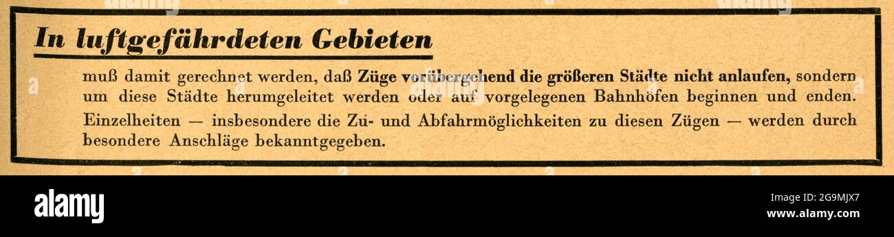 Europa, Germania, Berlino, calendario tedesco Reichsbahn, tabella dei tempi 1944 / 1945, INFORMAZIONI-DIRITTI-AGGIUNTIVI-DI-LIQUIDAZIONE-NON-DISPONIBILI Foto Stock