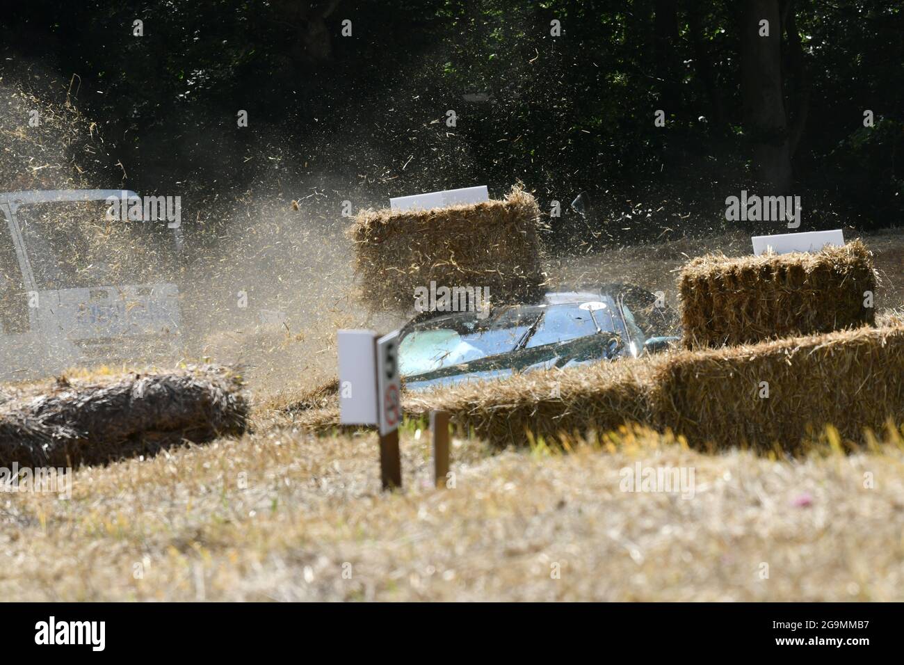 Alpina vs balle di paglia a Molecombb, The Maestros - Motorsport's Great All-Rounders, Goodwood Festival of Speed, Goodwood House, Chichester, West Sussex Foto Stock