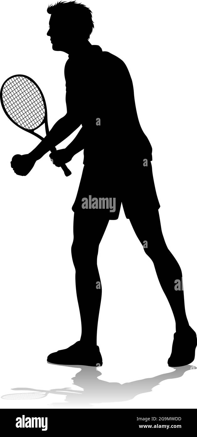 Tennis Silhouette Sport Player uomo Illustrazione Vettoriale