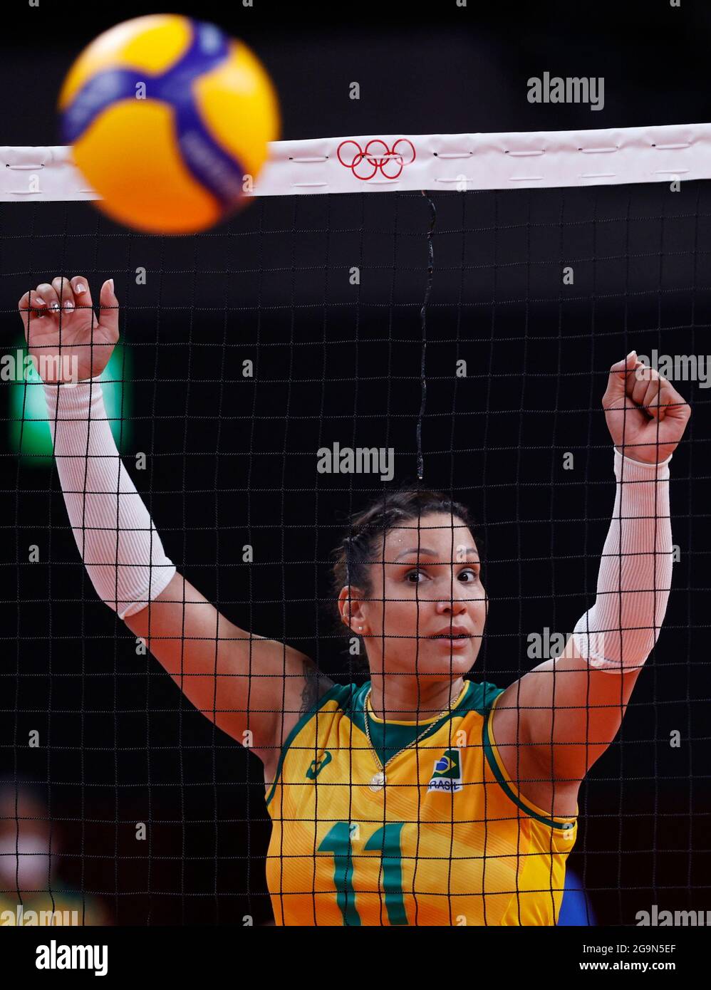Tokyo 2020 Olimpiadi Pallavolo Piscina Delle Donne A Brasile Contro Repubblica Dominicana Ariake Arena Tokyo Giappone 27 Luglio 2021 Tandara Del Brasile Reagisce Reuters Valentyn Ogirenko Foto Stock Alamy